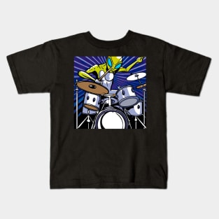 Alien drummer rock star space jam Kids T-Shirt